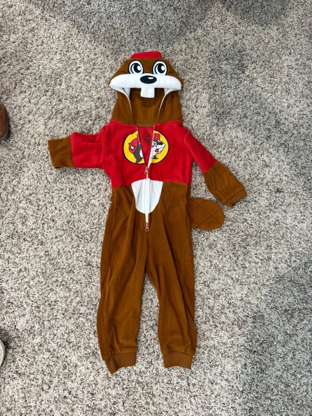 Kids Brown and Red Beaver Hooded Onesie Costume